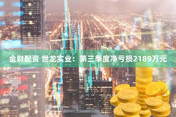 金财配资 世龙实业：第三季度净亏损2189万元